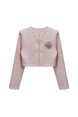 LANI TWEED CARDIGAN / PINK