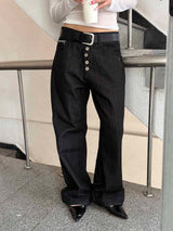 Retro 5 button wide denim pants