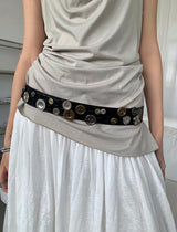 Button@leather belt
