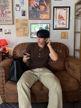 ミールステッチヘンリーネック半袖Tシャツ