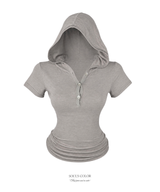 Bunny button hoodie top (4color)