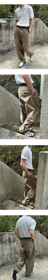 [BASIC ITEM] Cable round neck half knit(4color)
