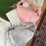 フローリーシャーリングプリーツクロスボディトートショルダーバッグ (4 Colors)
