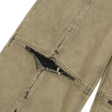 [ULKIN] Cross Raw Edge Denim Pants_Dusty Yellow