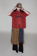 Skeleton lace print rolled hem short sleeve T-shirt