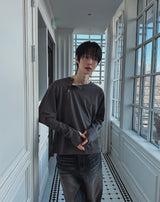 Barrel Diagonal Cropped Henley Long Sleeve