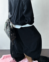 ワイドバルーンセットアップシャイニーベルベットビッグフード & バルーンパンツ 🖤🐣 3 COLORS