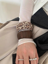Fabric leopard wood bangle(2type)