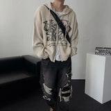 LAS Lettering Printed Hooded Zip-Up Knitwear (4 colors)