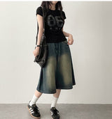 Mews Waistbanding Vintage Washed Side Pintuck Denim Bermuda Shorts
