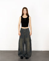 W Chest Logo Crop Short Sleeve BLACK
