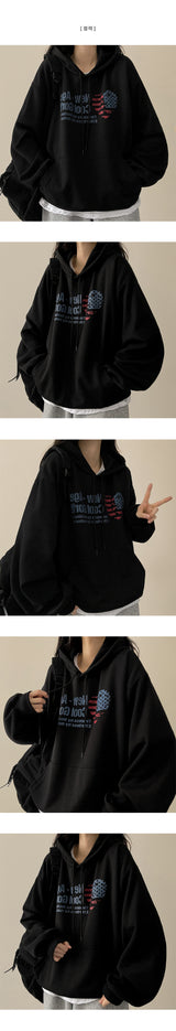 Newen American flag heart hood