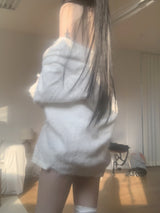 Katsumi Loose-Fit Fur Cardigan (White)