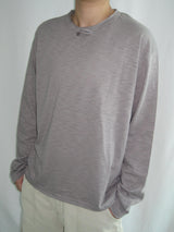Vintage Slub Loop Henley Neck Long Sleeve T-Shirt(3c)