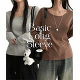 Benground Neck Basic Long Sleeve T-shirt