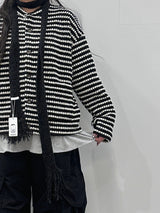 STRIPE TWEED CARDIGAN