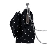 [Dark mini.ver] ミディアムリボンポルカドットフレームバッグ (handmade bag)