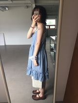 バックレスプレイドワンピース (2color)