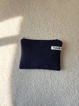 Terry flat pouch - navy , M size