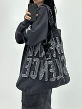 weekend denim shoulder bag