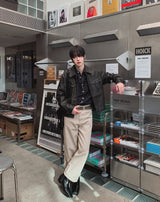 リブソフトワイドコットンパンツ