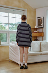ARETE STRIPE OVERFIT COLLAR T-SHIRT / NAVY