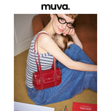 muva. 本革 レトロ ワンショルダー チャーム付 バッグ