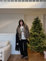 Kuro two way fur hoodie zip-up