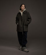 W BALMACAAN HERRINGBONE WOOL CASHMERE HALF COAT BLACK