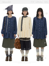 BETWEENAND Autumn round-neck baby dress, floral long skirt, lantern-sleeve long-sleeved shirt dress for women in autumn