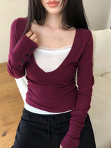 ライデン レース レイヤード スリーブレストップ