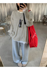 Lace Detail Stripe Long Sleeve Knitwear