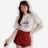 ビーズグラスグラフィッククルーネックTシャツ