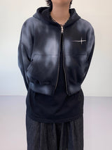 Unisex Tie Dye Over Hooded Zip-Up 2C