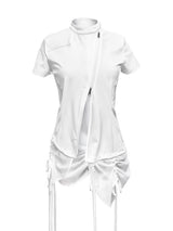  CURVED ZIP-UP SHIRT WITH LAYER . WHITE
