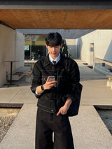 Trucker Colorblock Suede Jacket (3colors)