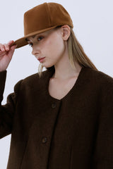 WOOL-LIKE LONG COAT_BROWN