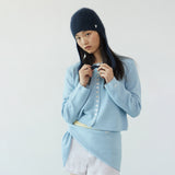 Alpaca button cardigan_sky blue