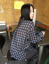 デット起毛ルーズフィットチェックシャツ（2c）