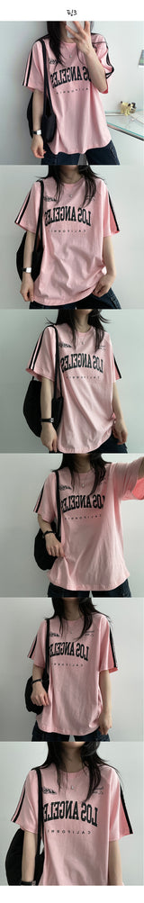 [H&L] Zenro Trackline Sporty Short-Sleeved T-shirt