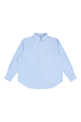 Blue stripe overfit shirts & tie set