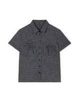 CHECK RIBBON SHIRTS(BLACK)