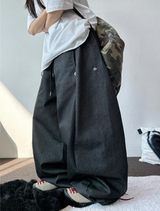SNAP DENIM BALLOON LONG PANTS 💙🖤2COLOR