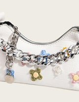 Color Flower Baguette Crossbody Bag