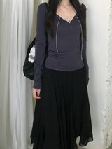 chiffon midi skirt (2color)