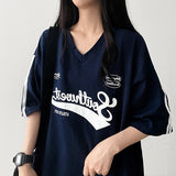 Tトラックライン Vネック半袖Tシャツ