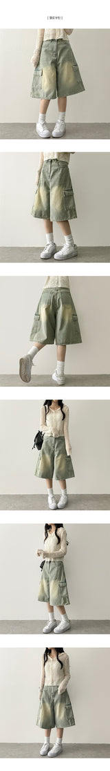Roit's Washed Cargo Denim Bermuda Shorts