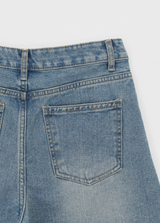 [B-DENIM] カッディングハーフショーツ 043