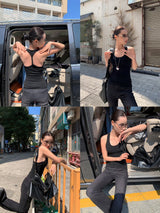 バックストラップスパンデックスコットンノースリーブTシャツ