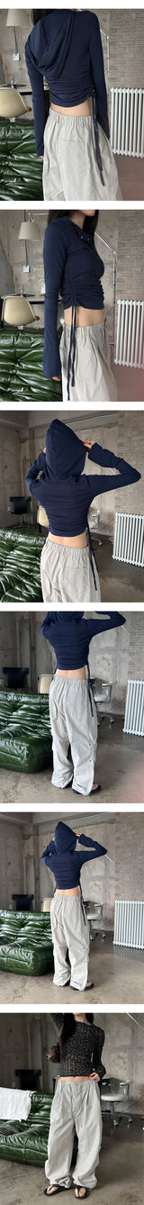 [Unisex] リベットピースタックナイロンパンツ(2color)